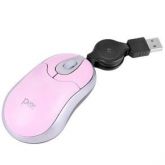 Mouse Óptico Pisc 1845 com Cabo Retrátil - Rosa